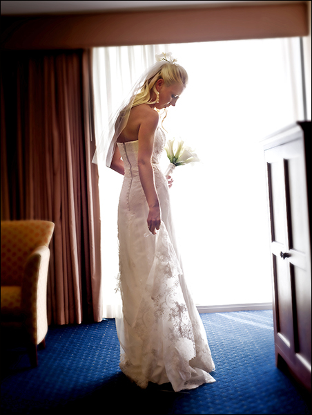 Bride silhouette by window Miami