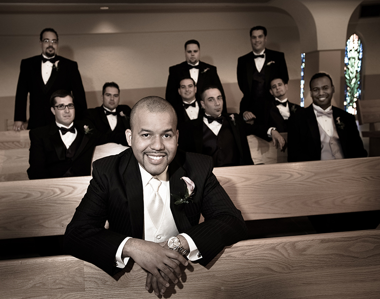 Groom and groomsmen in church Miami South Florida